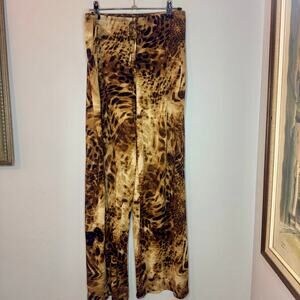 Jordan Taylor Leopard Animal Print Elastic Waist Wide Leg Pants Stretch Large